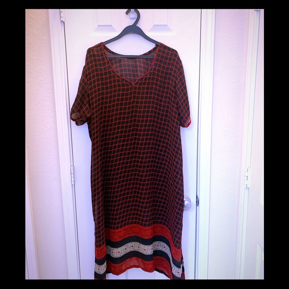 Indian Red black shalwar Tunic style Large